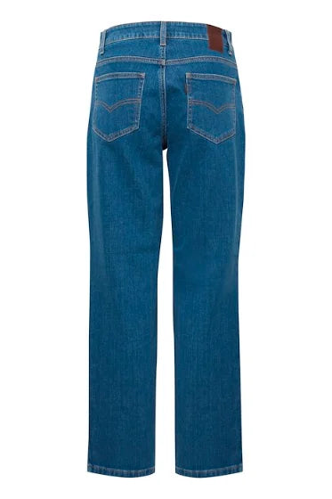 Pulz Lucy  Mom Jeans In Medium Blue Denim
