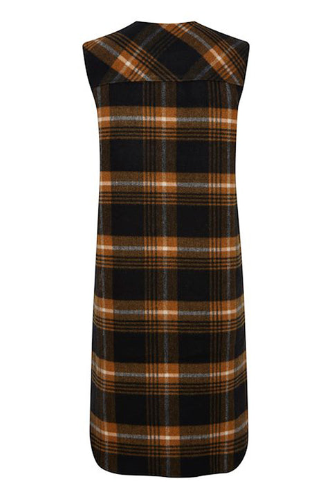 Pulz Molly Waistcoat In Black Check
