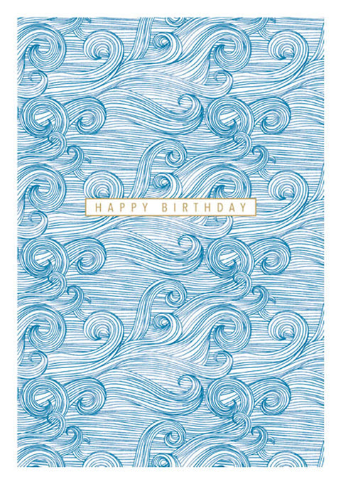 The Art File SK04A Happy Birthday Blue Waves