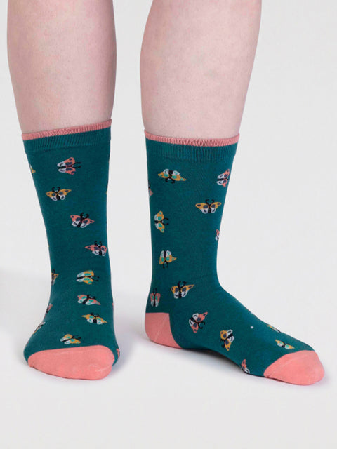 Thought Spw833 Cece Gots Organic Cotton Bug Socks In Malachite Green