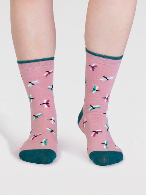 Thought Spw833 Cece Gots Organic Cotton Bug Socks In Petal Pink