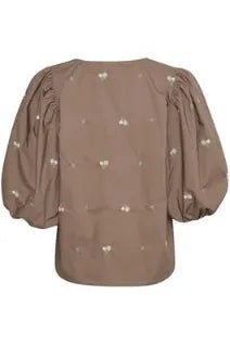 Soaked In Luxury Lenora Blouse 3/4 In Brown Lentil