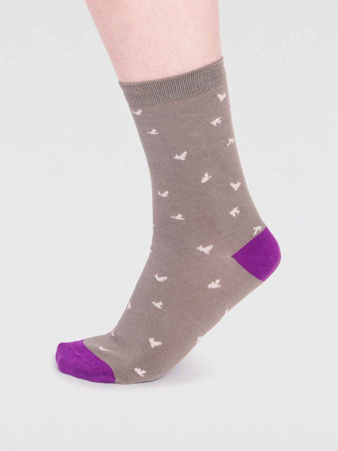 Thought SPW776 Wren Bamboo Bird Socks in Olive Green
