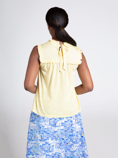 Thought Wst7067 Noemi Tencel? And Organic Cotton Top. In Light Chartreuse Yellow