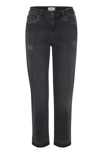 Pulz Jeans Emma Straight Crop Jeans In Grey Denim